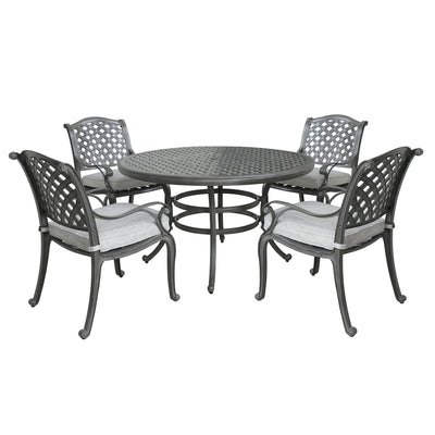 Outdoor 5-Piece Aluminum Dining Set with Cushion, Golden Gauze