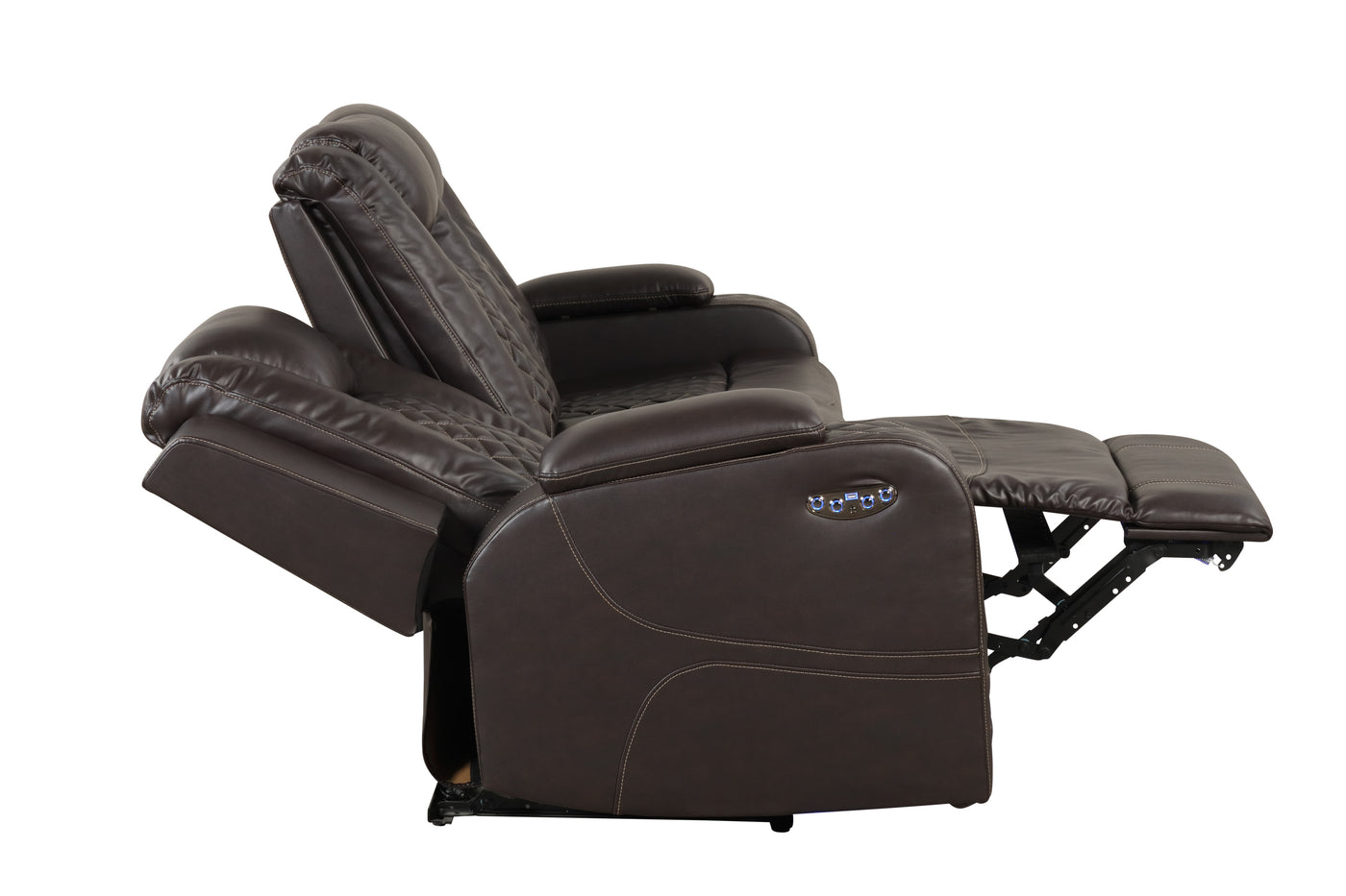 Benz LED & Power Reclining 2 Pc Set Made With Faux Leather in Brown