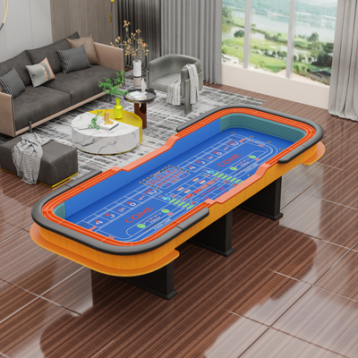 INO Design 136" 12 Feet Deluxe Craps Dice BLUE Felt Luxury Casino Game Poker Table With Diamond Pyramid Bumper Rubber