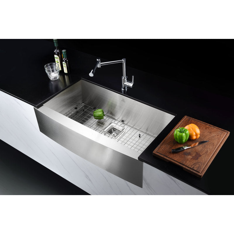 ANZZI Elysian Farmhouse Stainless Steel 36 in. Single Bowl Kitchen Sink in Brushed Satin K-AZ3620-1AS