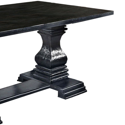 Transitional Style Dining Table with Trestle Base, Antique Black