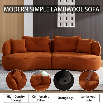 WKS7C Orange sectional sofa with removable pillows, durable fabric, solid wood frame, high density sponge filler