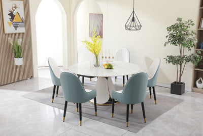 Fashion modern sinntered stone dining table with simple and multi-functional retractable dining table with 6 chairs