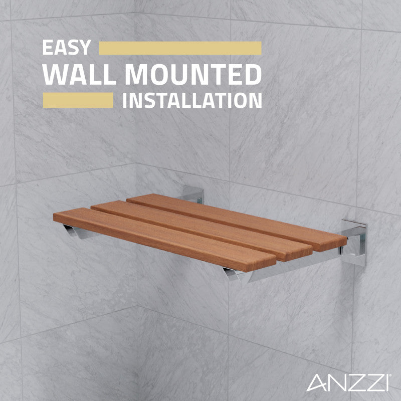 ANZZI Bohemian 18.7 in. Teak Wall Mounted Folding Shower Seat AC-AZ202