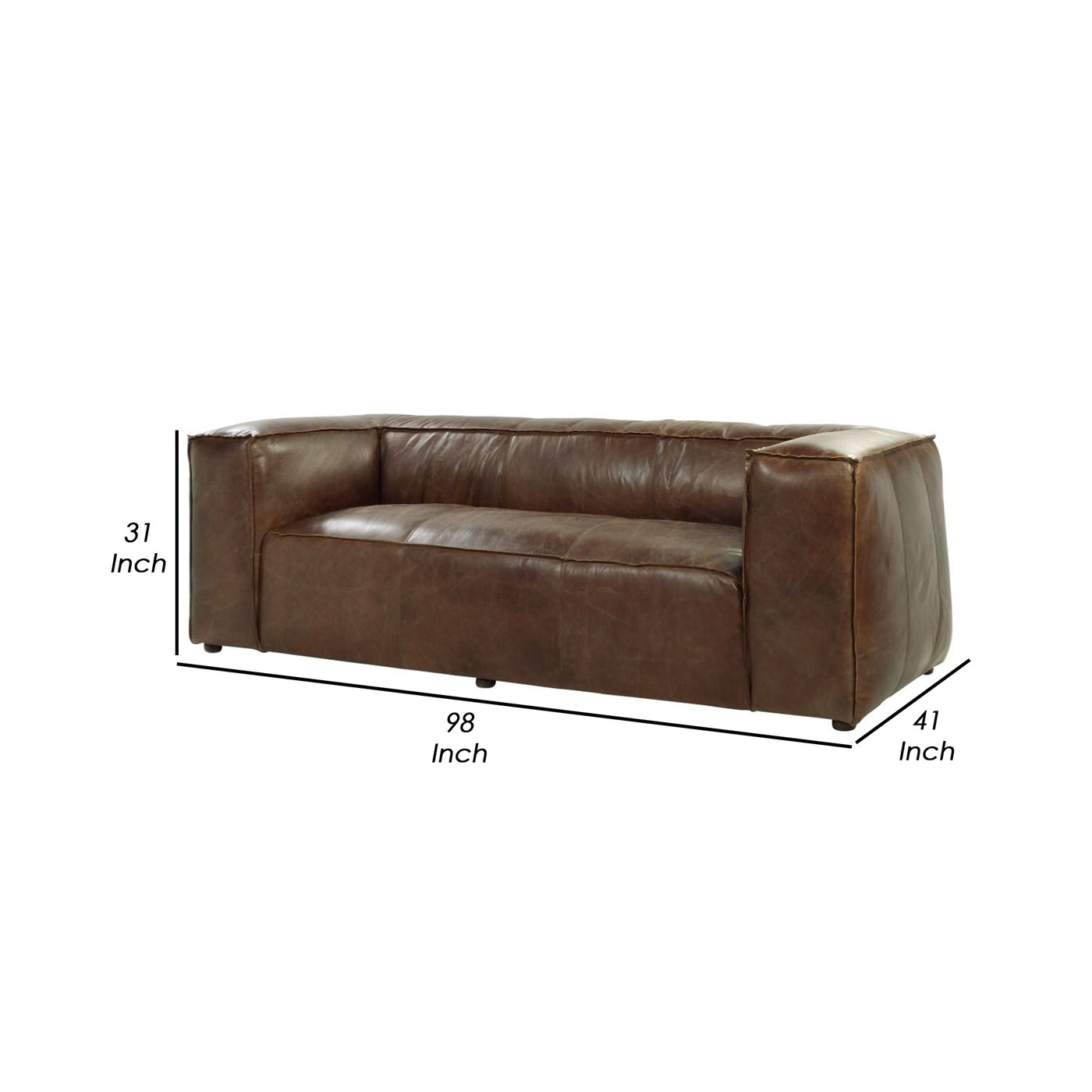 Faux Leather Upholstered Wooden Sofa, Brown