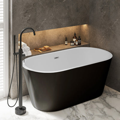 Swiss Madison Claire 60" Freestanding Bathtub Matte Black and Matte White SM-FB590MBMW