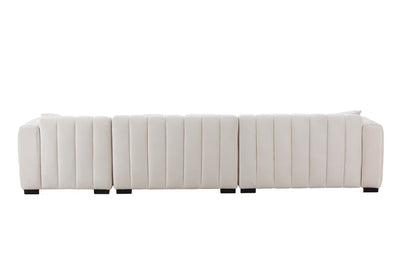 L-Shape Sectional Sofa with Deep Tufted Velvet Upholstered Right Chaise Modular Sofa  beige