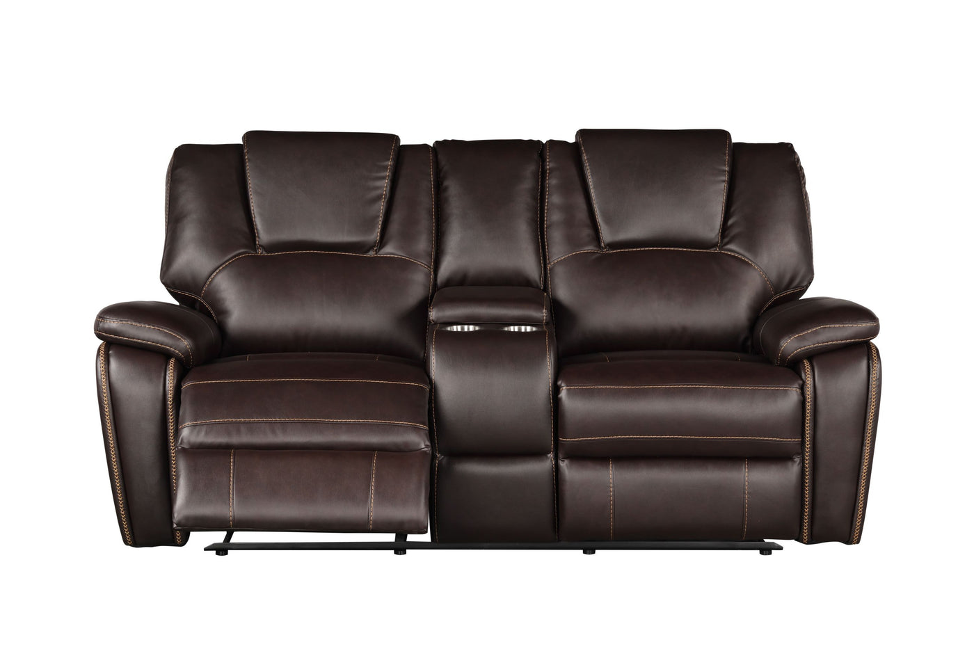 Hong Kong 2 Piece Power Reclining Sofa Set made with Faux Leather in Brown