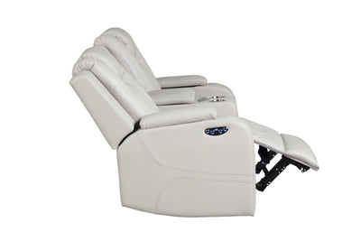 Benz LED & Power Recliner 2 PC Made With Faux Leather in Ice