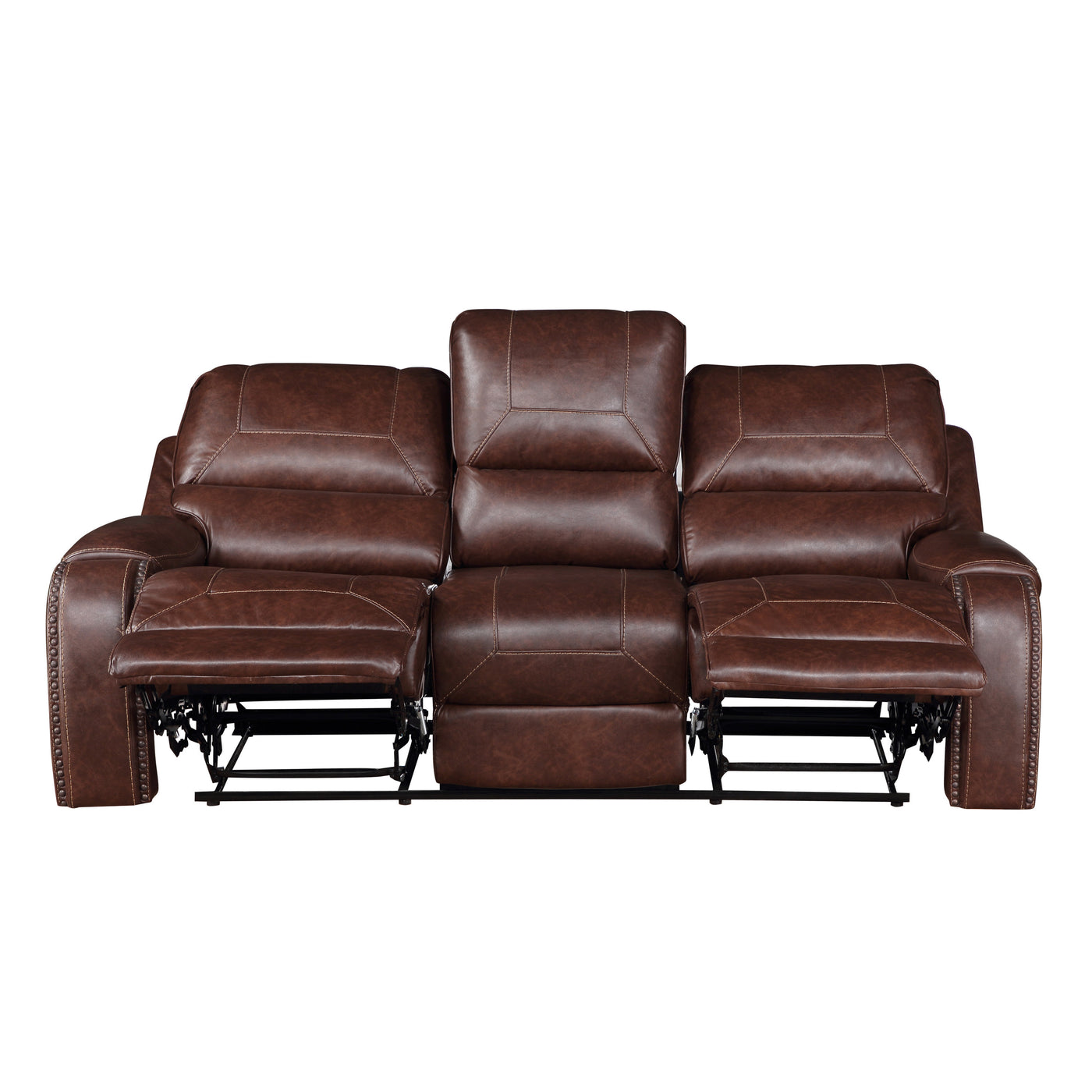 Keily - 3 Piece Manual Reclining Living Room Set In Faux Leather - Dark Brown