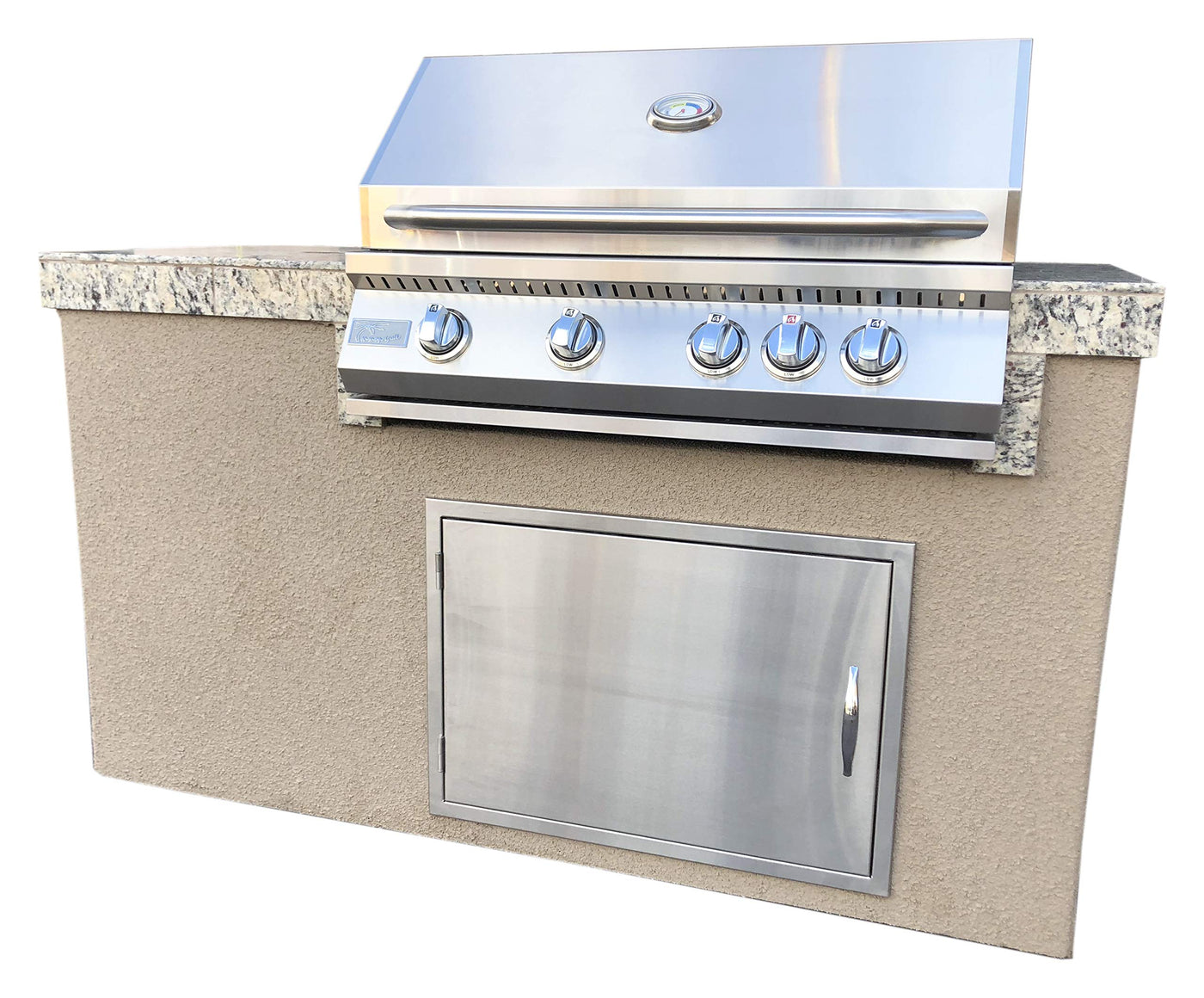 Kokomo Grills The 5' Maldives BBQ Island with Built In 4 Burner BBQ Grill and Access Door_MALDIVES