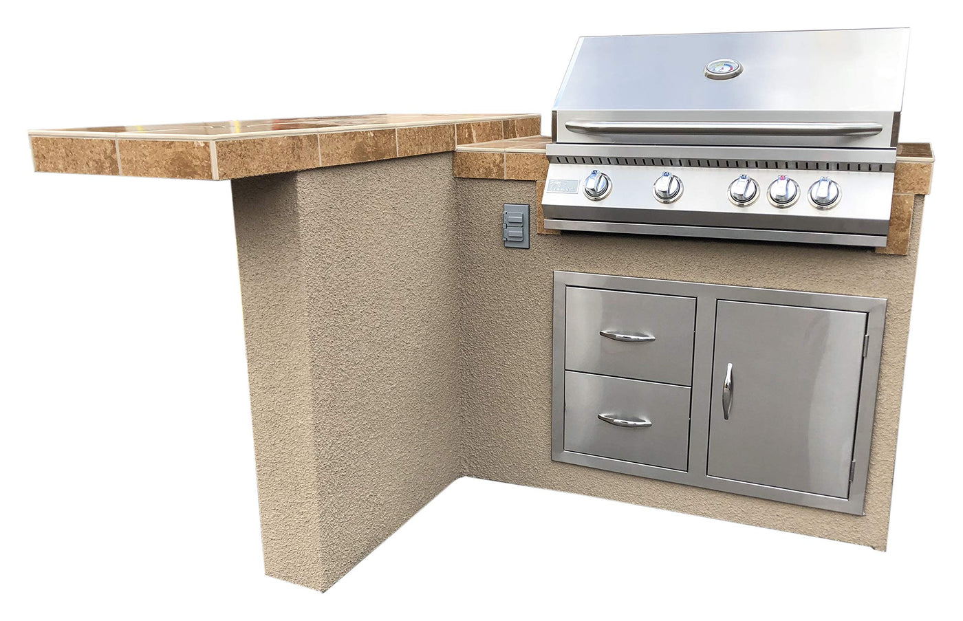 Kokomo Grills Havana L-Shape BBQ Island With Bar Seating and Built In BBQ Grill 4'x5' BBQ_HAVANA