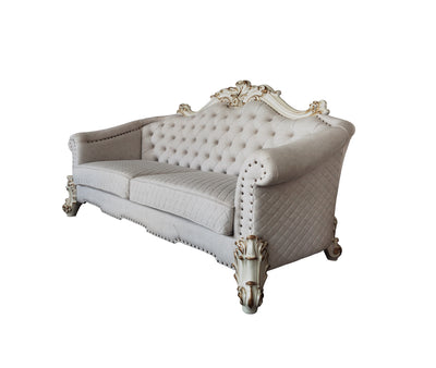 ACME Vendom II Sofa w/6 Pillows, Two Tone Ivory Fabric & Antique Pearl Finsih LV01329