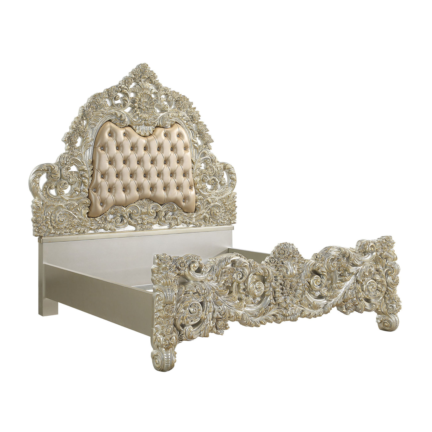 ACME Sorina EK BED Pu & Antique Gold Finish BD01241EK