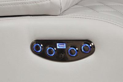 Benz LED & Power Recliner 2 PC Made With Faux Leather in Ice