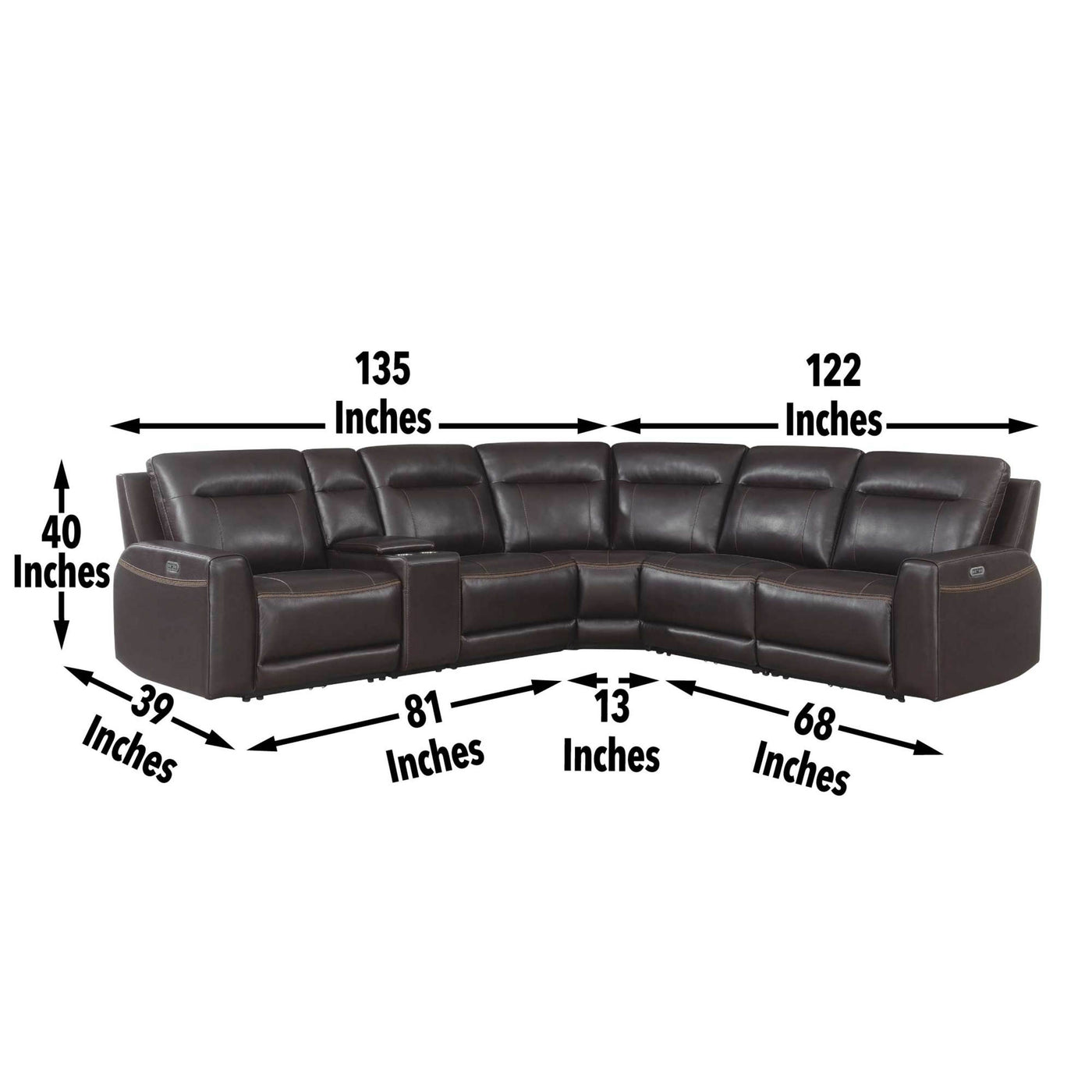 Customizable Dual-Power Leather Sectional - Top-Grain Leather, Power Headrest, Power Footrest - Transitional Styling, Perfect Fit