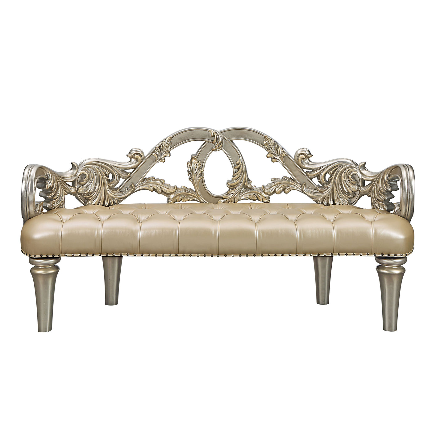 ACME Danae BENCH Champagne PU & Gold Finish BD01239