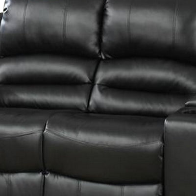 Zib Power Reclining Sectional Sofa Set, USB Port, Bonded Leather, Jet Black