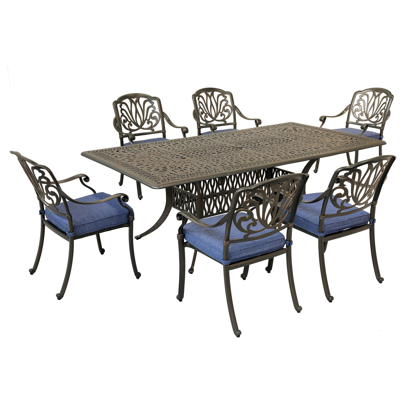 Rectangular 6 - Person 84.25" Long Dining Set with Cushions