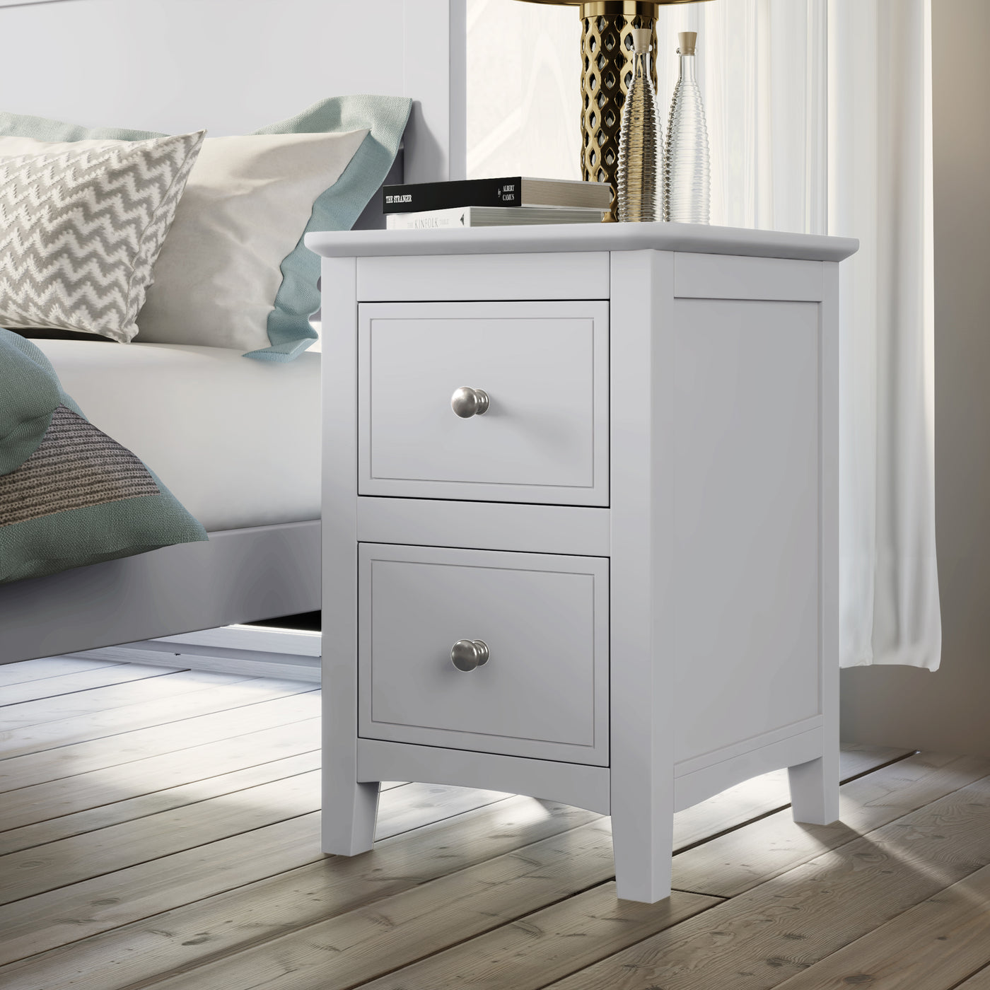 White Solid Wood 5 Pieces King Bedroom Sets(bed+nightstand*2+chest+dresser)old sku:BS500026AAK