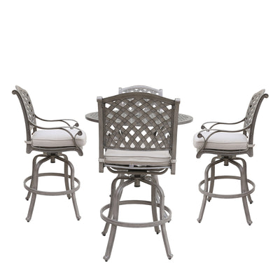 5 Piece Cast Aluminum Bar Set With Cushion