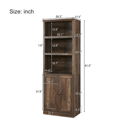 Full Size Half Self-Close and Open Murphy Bed with 2 Side Cabinet Storage Shelf, Cabinet Space-Saving Bed Perfect for Guest Room, Bed Room, Guest Room, Home Office, Brown