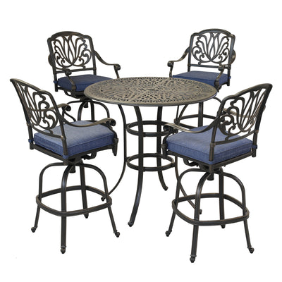 Round 4 - Person 42" Long Bar Height Dining Set with Cushions