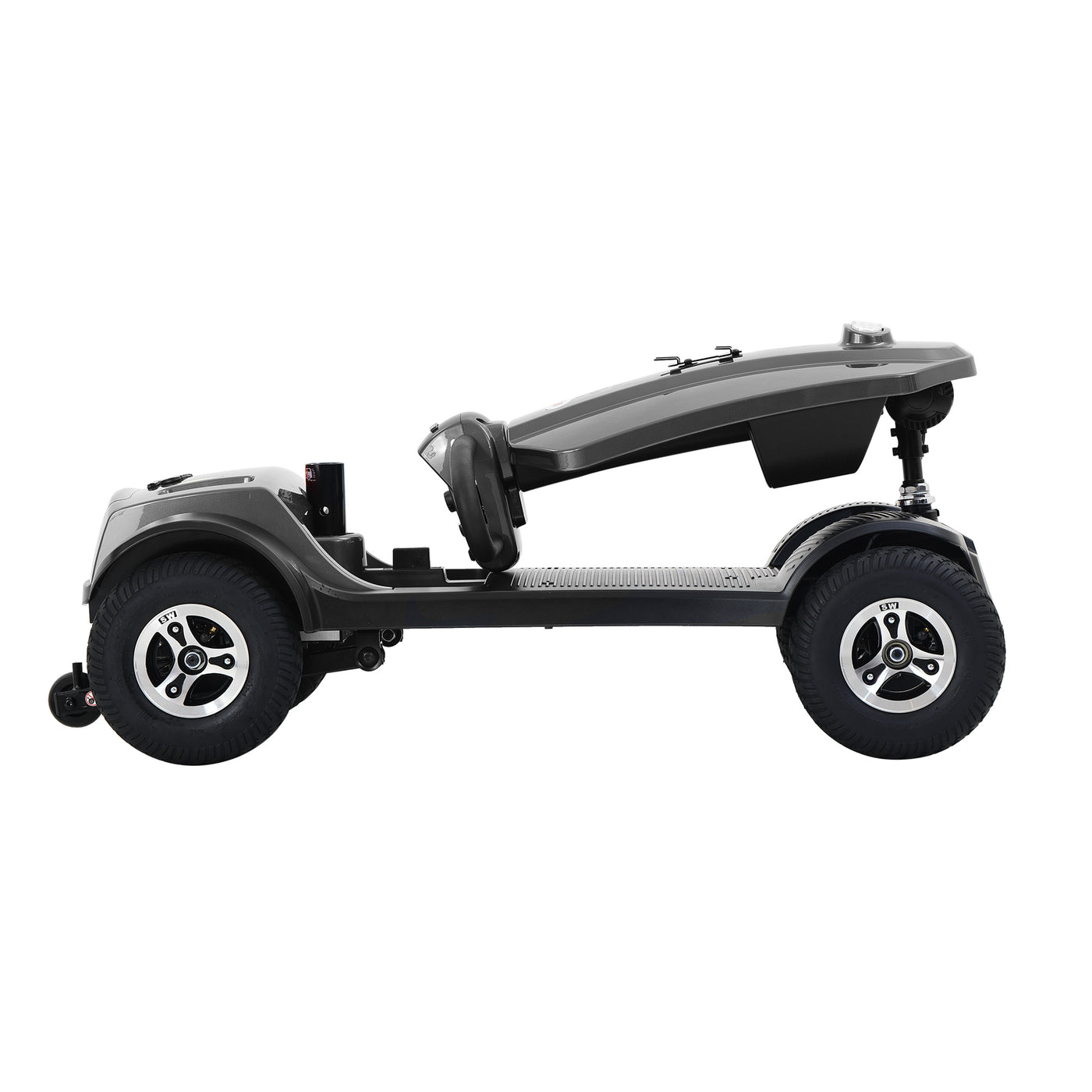 MAX PLUS GRAY 4 Wheels Outdoor Compact Mobility Scooter with 2pcs*20AH Lead acid Battery, 16 Miles, Cup Holders & USB charger Port