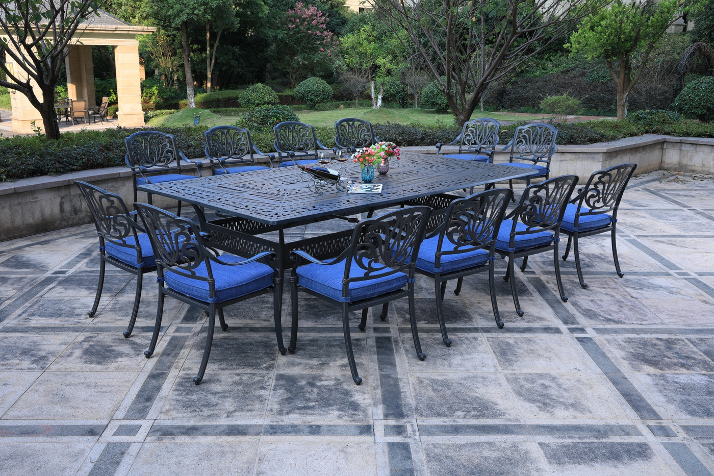 Rectangular 12 - Person 108.07" Long Dining Set with Cushions