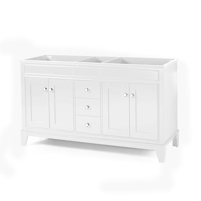 60'' Bathroom Vanity Cabinet Only, 4 Doors, 3 Drawers, White