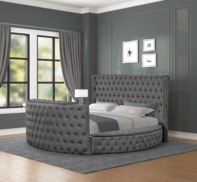 Maya Modern Style Crystal Tufted Queen Bed  Made with wood in Gray