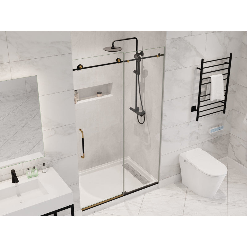 ANZZI Madam Series 48 in. by 76 in. Frameless Sliding Shower Door with Handle SD-AZ13-01MB