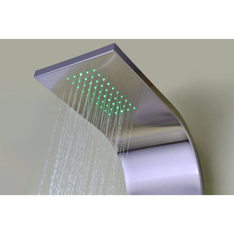 ANZZI Arc 64 in. 2-Jetted Shower Panel with Heavy Rain Shower and Spray Wand in Brushed Stainless Steel SP-AZ024