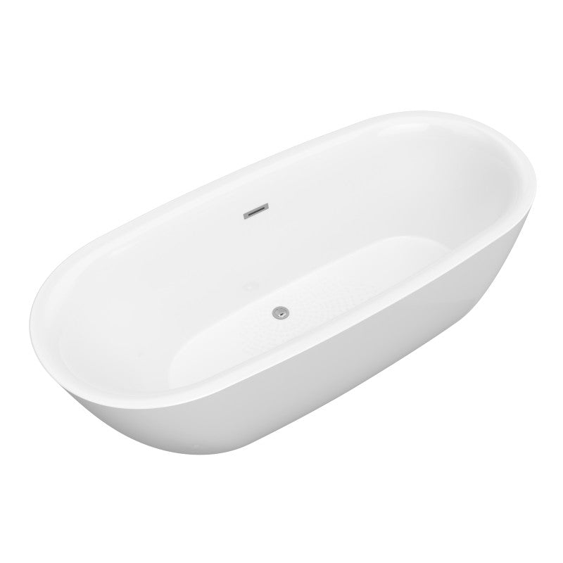 FT-AZ401 - ANZZI Ami 67 in. Acrylic Flatbottom Freestanding Bathtub in White