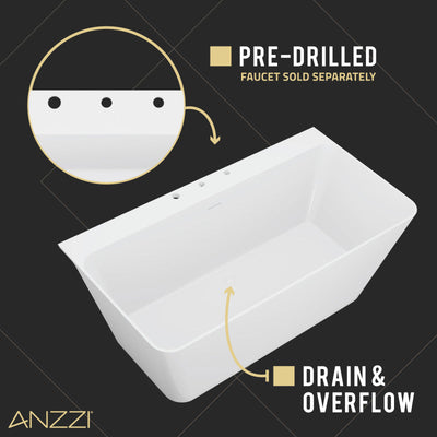 ANZZI VAULT 67 in. Acrylic Flatbottom Freestanding Bathtub with Pre-Drilled Deck Mount FT-AZ114-67