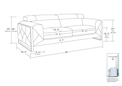 Global United Top Grain Italian Leather  Sofa