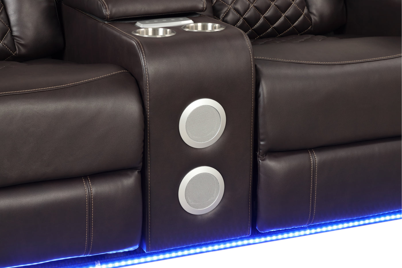 Benz LED & Power Reclining 2 Pc Set Made With Faux Leather in Brown