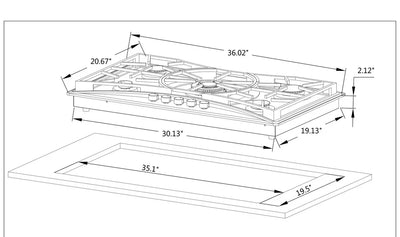 Empava 36 in. Built-in Gas Cooktops 36GC22 EMPV-36GC22