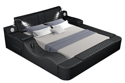 Zoya Smart Multifunctional King Size Bed Made with Wood in Black