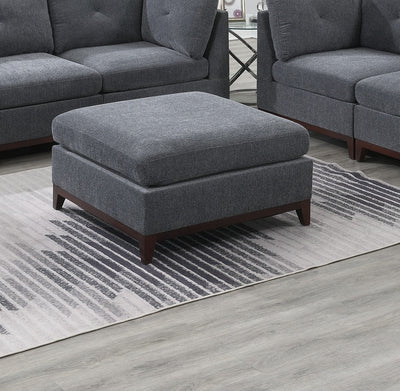 Ash Grey Chenille Fabric Modular Sofa Set 6pc Set Living Room Furniture Couch Sofa Loveseat 4x Corner Wedge 1x Armless Chair and 1x Ottoman Tufted Back