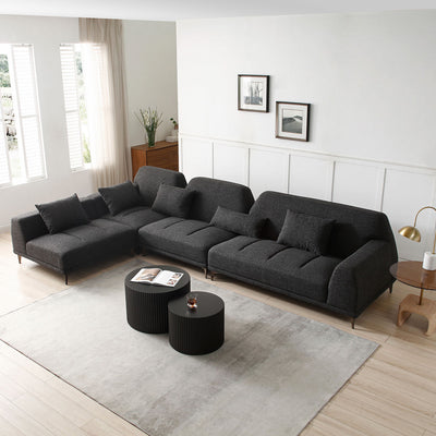 [Not available on wayfair] Modern Convertible Sectional Sofa in DARK Grey Fabric