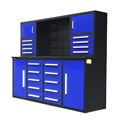 7' Garage Storage Cabinet with Workbench (18 Drawers & 4 Cabinets & Pegboard)