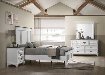 Clelane Wood Bedroom 5 piece Set with Shiplap Panel Queen Bed, Dresser, Mirror, Nightstand, and Chest