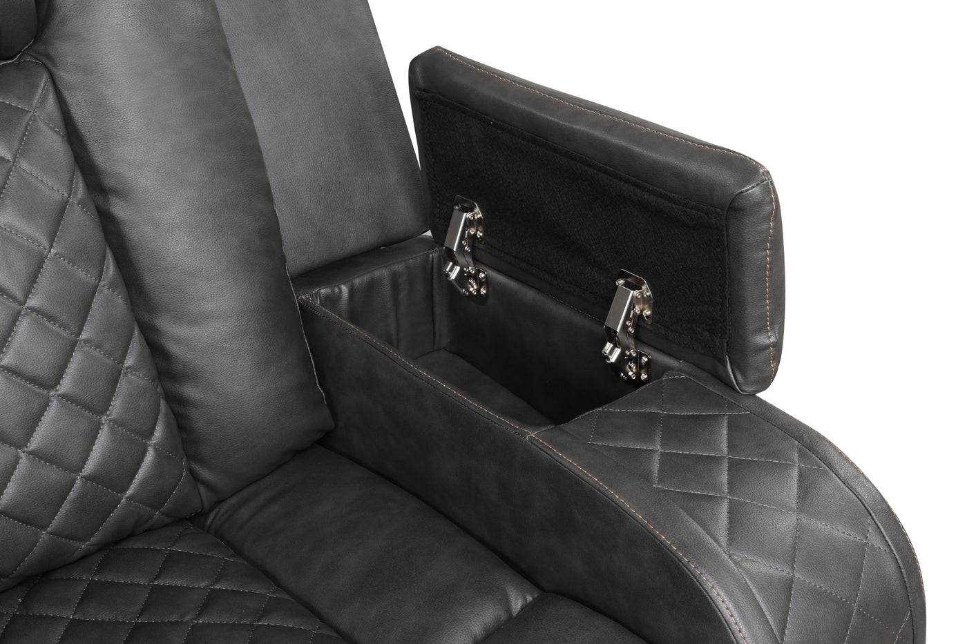 Benz LED & Power Recliner 2 PC Made With Faux Leather in Gray