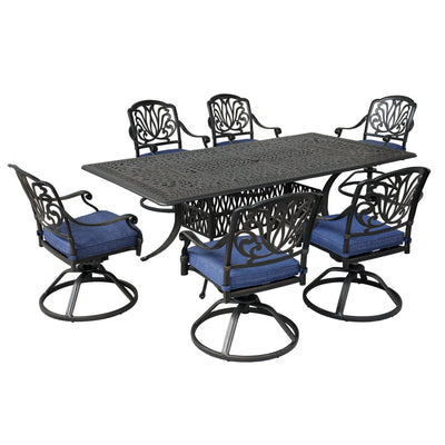 Rectangular 6 - Person 84.25" Long Aluminum Dining Set with Cushions