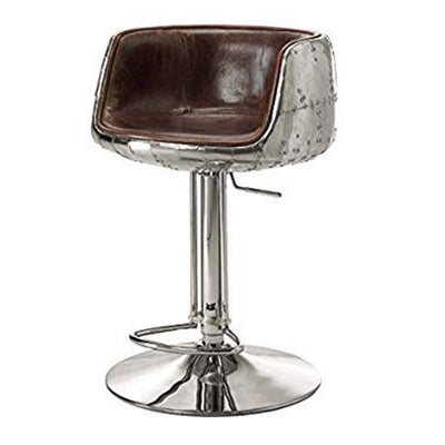 Comfy Adjustable Stool with Swivel, Vintage Brown & Silver