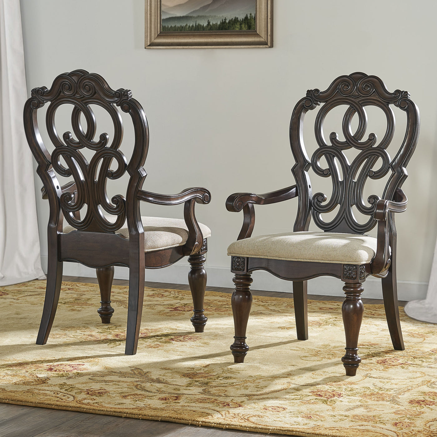 Royale - 9 Piece Dining Set (Dining Table, 6 Side Chairs, 2 Arm Chairs) - Brown