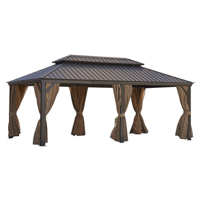 12*20FT  patic gazebo,alu gazebo with steel canopy,Outdoor Permanent Hardtop Gazebo Canopy for Patio, Garden, Backyard