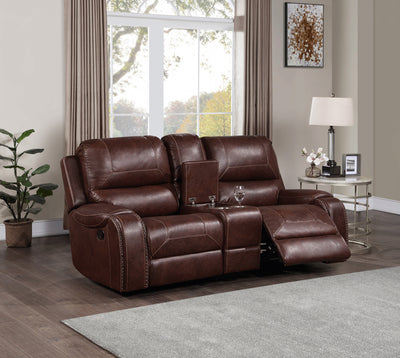 Keily - 3 Piece Manual Reclining Living Room Set In Faux Leather - Dark Brown