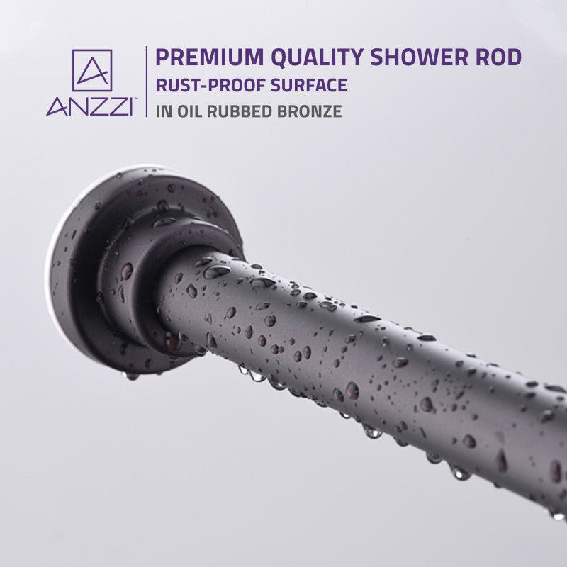 ANZZI 48-88 Inches Shower Curtain Rod with Shower Hooks AC-AZSR88CH